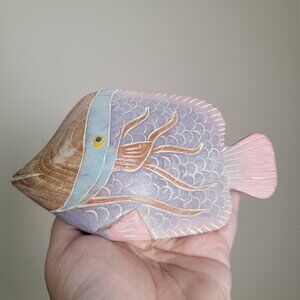 Small Wooden Pastel Colored Hand Carved Fish